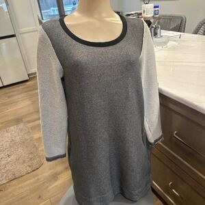 Diesel Ash Grey Sweatshirt Terry Shift Dress Size M Gold Thread Kangaroo Pocket